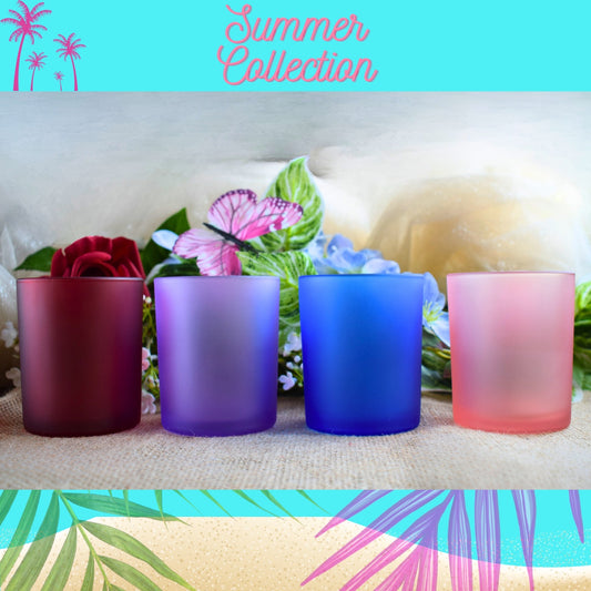 Vaso para velas de colores con tapa de bambú