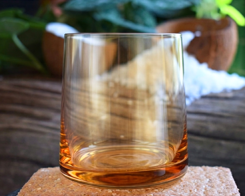Vaso de Cristal Premium para Velas (Degradê Âmbar) – 250ml