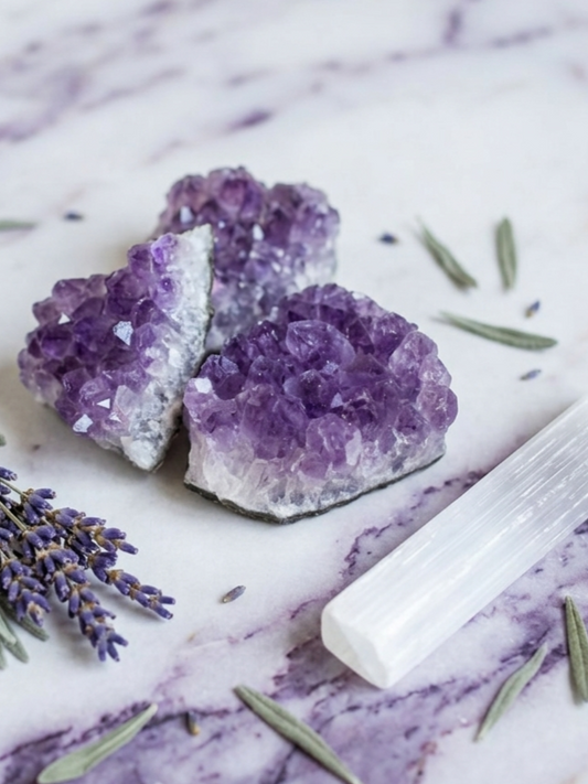 Drusa de Amatista Natural (Cristal de Protección, Transmutación y Calma)