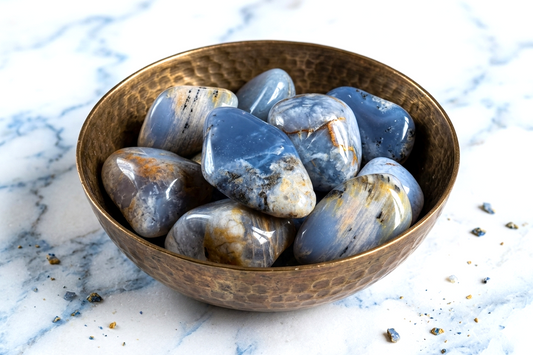 Mineral Calcedonia Azul Rodada |Piedra de la Comunicación