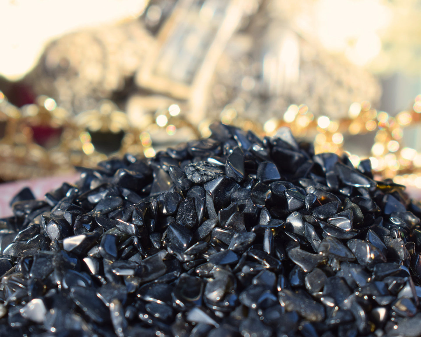 Mineral Obsidiana Negra en chips