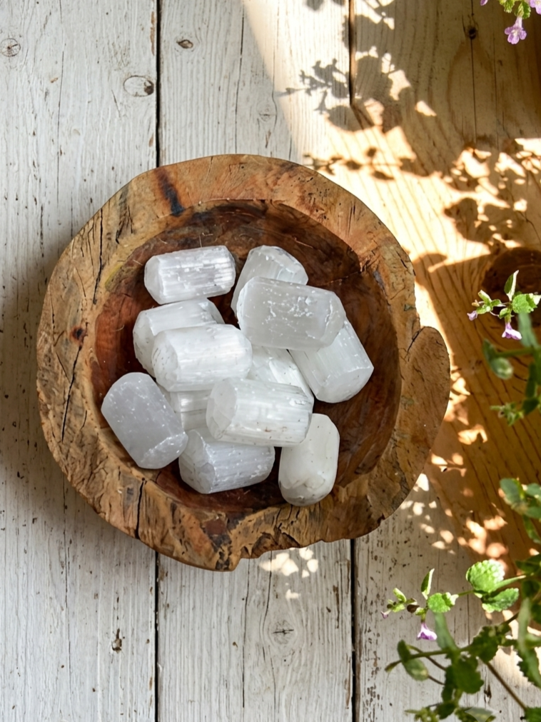 Rodado de Selenita Natural (Piedra de Limpieza Energética y Paz)